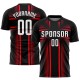 Maillot de football personnalisé à sublimation noir, blanc et rose vif Maillot de football personnalisé à sublimation noir, blanc et rose vif