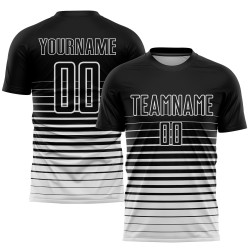 Maillot de football personnalisé à rayures noires et blanches avec sublimation tendance