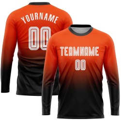 Maillot de football personnalisé à manches longues avec sublimation orange blanc-noir