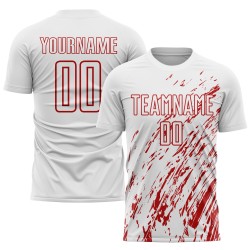 Maillot de football personnalisé à sublimation blanche et rouge
