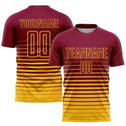Maillot de football personnalisé à rayures jaunes marron à sublimation tendance