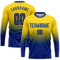 Maillot de football personnalisé à manches longues avec sublimation dorée royale
