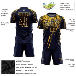 Maillot de football personnalisé à sublimation jaune marine Maillot de football personnalisé à sublimation jaune marine