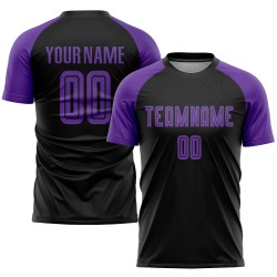 Maillot de football personnalisé à sublimation noire et violette