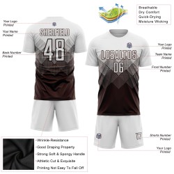 Maillot de football personnalisé à sublimation marron et blanc Maillot de football personnalisé à sublimation marron et blanc