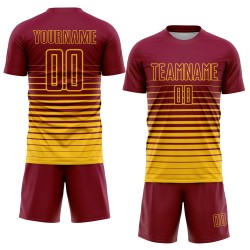 Maillot de football personnalisé à rayures jaunes marron à sublimation tendance
