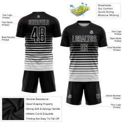 Maillot de football personnalisé à rayures noires et blanches avec sublimation tendance