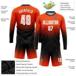 Maillot de football personnalisé à manches longues avec sublimation orange blanc-noir