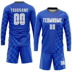 Maillot de football personnalisé à sublimation blanc-noir Royal
