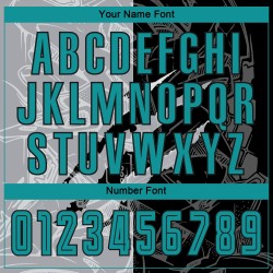 Maillot de football personnalisé à motif graffiti bleu sarcelle noir-gris à rayures par sublimation