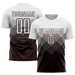 Maillot de football personnalisé à sublimation marron et blanc