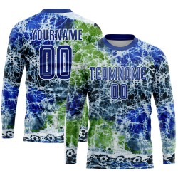 Maillot de football personnalisé à sublimation Tie Dye Royal-White