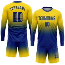 Maillot de football personnalisé à manches longues avec sublimation dorée royale